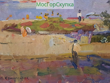 Картина На Волге — картон, масло Авт. Комиссаров И.Е 1956 