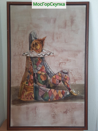 Картина Арлекин. Батик. Автор. Баранихина А. — Размер 105 х 67 см