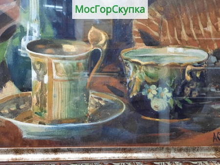 Картина Цветы — картон, акварель — автор А. Столяров