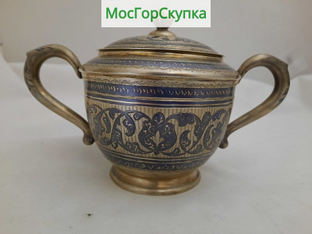 Сахарница, чернь — Серебро 875 проба, 242 грамм