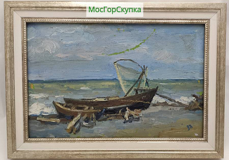 Картина- Лодки - Платонов В.И., картон, масло, 1954