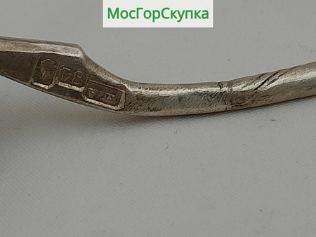 Серебряная ложка для варенья — чернь, 84 проба