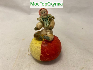 Купить Ёлочная игрушка Девочка на шаре — вата, папье-маше