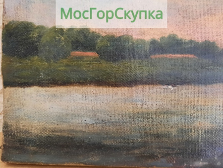 Картина Пейзаж с рекой — холст, масло — 19 век