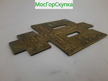 Крест распятие, с предстоящими. Литьё — 19 век Размер 17х11 см