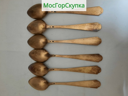 Ложки чайные 6 шт. Серебро 875 проба, эмаль