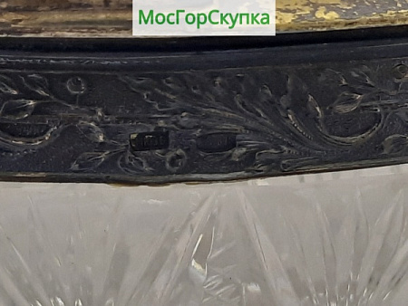 Вазочка - конфетница - Хрусталь, серебро, 875 пробы