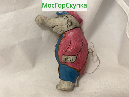 Ёлочная игрушка Слон — вата, папье-маше