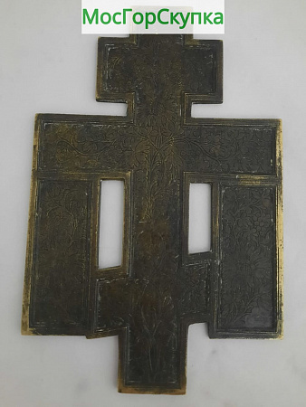 Крест распятие, с предстоящими. Литьё — 19 век Размер 17х11 см