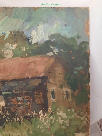 Картина "Избушка" картон, масло. 1960-е годы