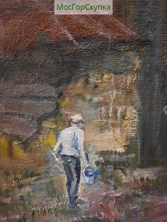 Картина Сельские будни холст масло Автор Иванова В.В 