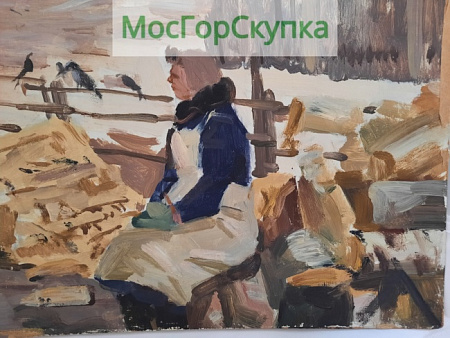 Картина Дровосеки — Подпись Семячкин 1958 г