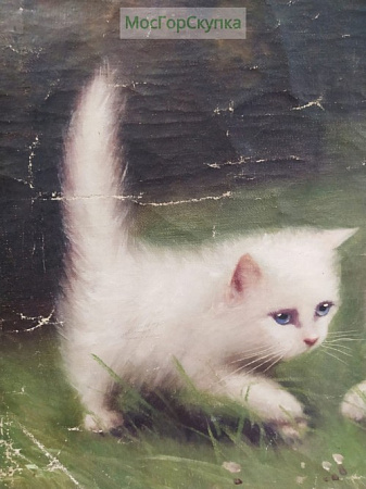 Картина маслом "Кошка и котёнок"