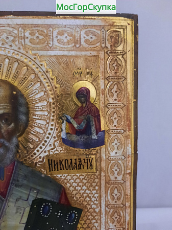 Икона на дереве Николай Чудотворец 19 век