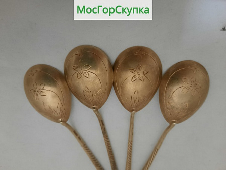 Ложки чайные 4 штуки, Киев 1953 год — серебро 875 пробы