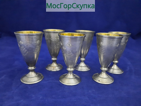 Рюмки 6 штук — Серебро 916 проба