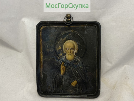 Икона Святой Преподобный Сергий Радонежский — серебряный оклад 84 пробы