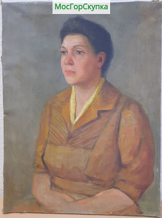 Картина Портрет женщины — холст, масло, подпись автора, 1950 г