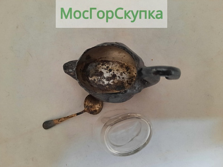 Солонка Лебедь — Ложечка серебро 875 проба — Verit N.B.W.
