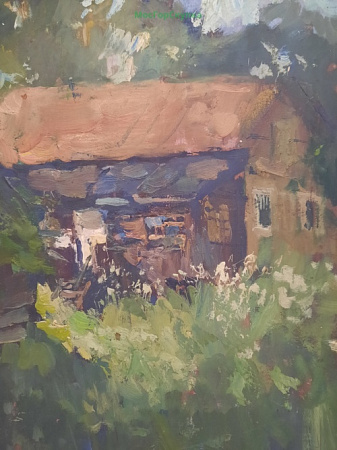 Картина "Избушка" картон, масло. 1960-е годы
