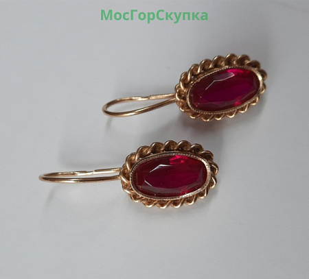 Серьги из золота 583 пробы, ювелирные вставки