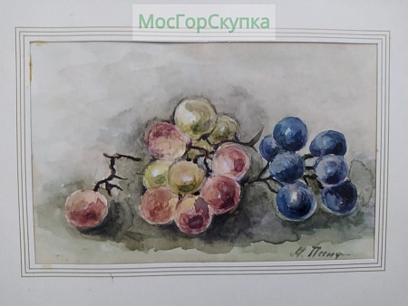 Картина "Виноград" — бумага, акварель.