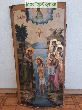 Икона на дереве Крещение 19 век