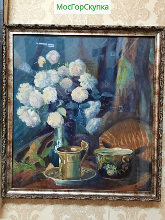 Картина Цветы — картон, акварель — автор А. Столяров
