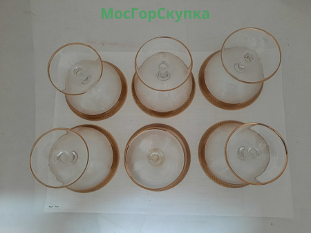 Бокалы для мартини 6 шт., стекло, золочение