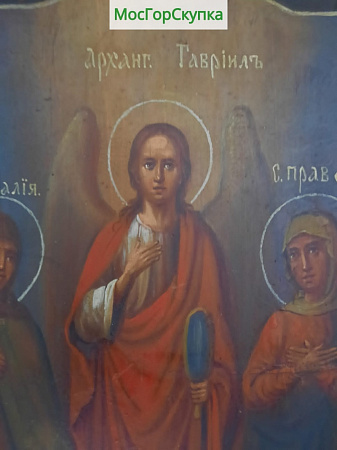 Икона Архангел Гавриил Св.м. Федор, Наталья, Анна, Мария — 19 век