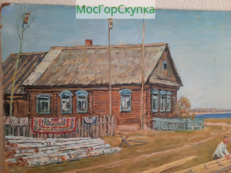 Картина — Новая лодка — картон, масло. Авт. Соловьёв А.Л.