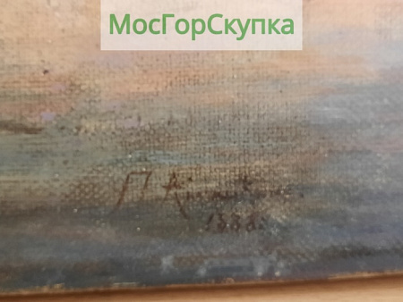 Картина Пейзаж с рекой — холст, масло — 19 век