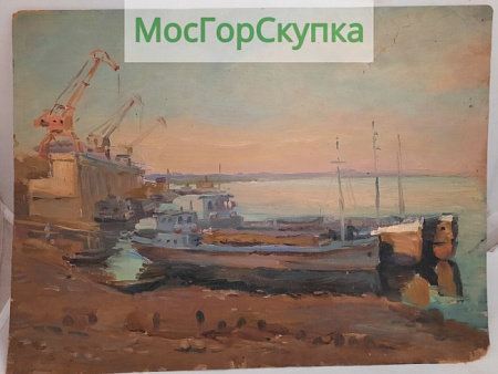 Картина У волжского порта — М.Кзнецов
