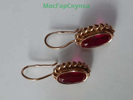 Серьги из золота 583 пробы, ювелирные вставки