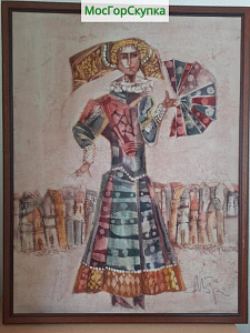 Купить Картина Девушка с веером. Батик. Автор. Баранихина А. — Размер 89х69 см