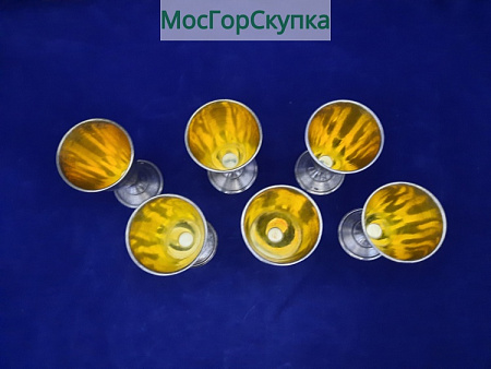 Рюмки 6 штук — Серебро 916 проба