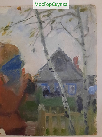 Картина Прощание - картон, масло — Размер 13х17 см