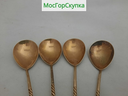 Ложки чайные 4 штуки, Киев 1953 год — серебро 875 пробы
