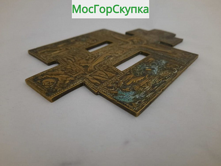 Крест распятие, с предстоящими. Литьё — 19 век Размер 17х11 см