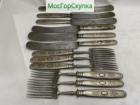 Столовые приборы — ножи 6 шт, вилки 6 шт. Gottlieb hammesfahr. Solingen. Foche