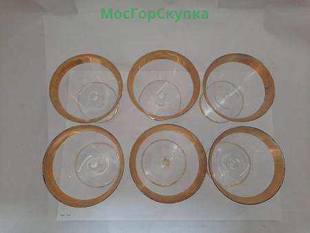 Бокалы для мартини 6 шт., стекло, золочение