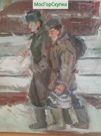 Картина  На фронт — холст, масло — Авт. Иванова В.В