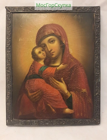 Икона Богородица — Живопись, серебро 84 проба