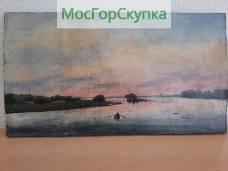 Картина Пейзаж с рекой — холст, масло — 19 век