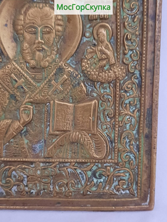 Плакетка Николай Чудотворец, литьё — 19 век, Размер 11 х 9 см