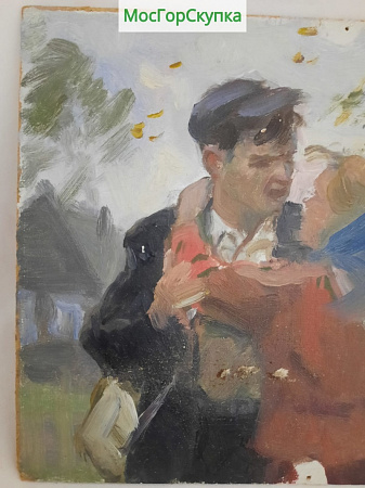 Картина Прощание - картон, масло — Размер 13х17 см