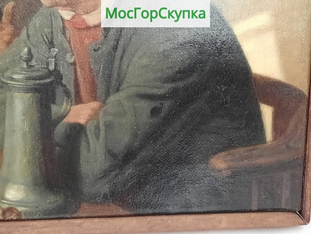Картина "Весёлая беседа" — холст, масло — размер 22 х 28 см