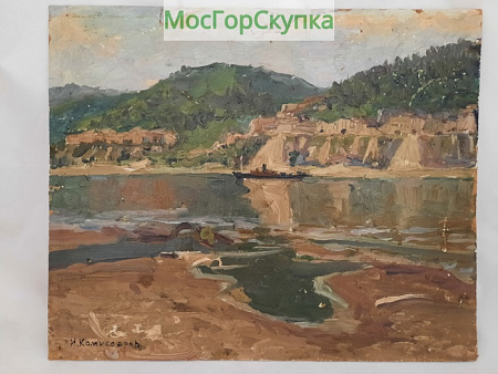 Картина Волжские берега — картон, масло