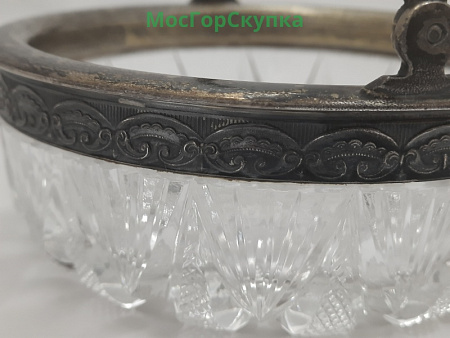 Конфетница.  Хрусталь, серебро 875 проба