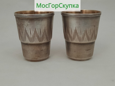Стопки из серебра, 2 штуки — серебро 916 пробы